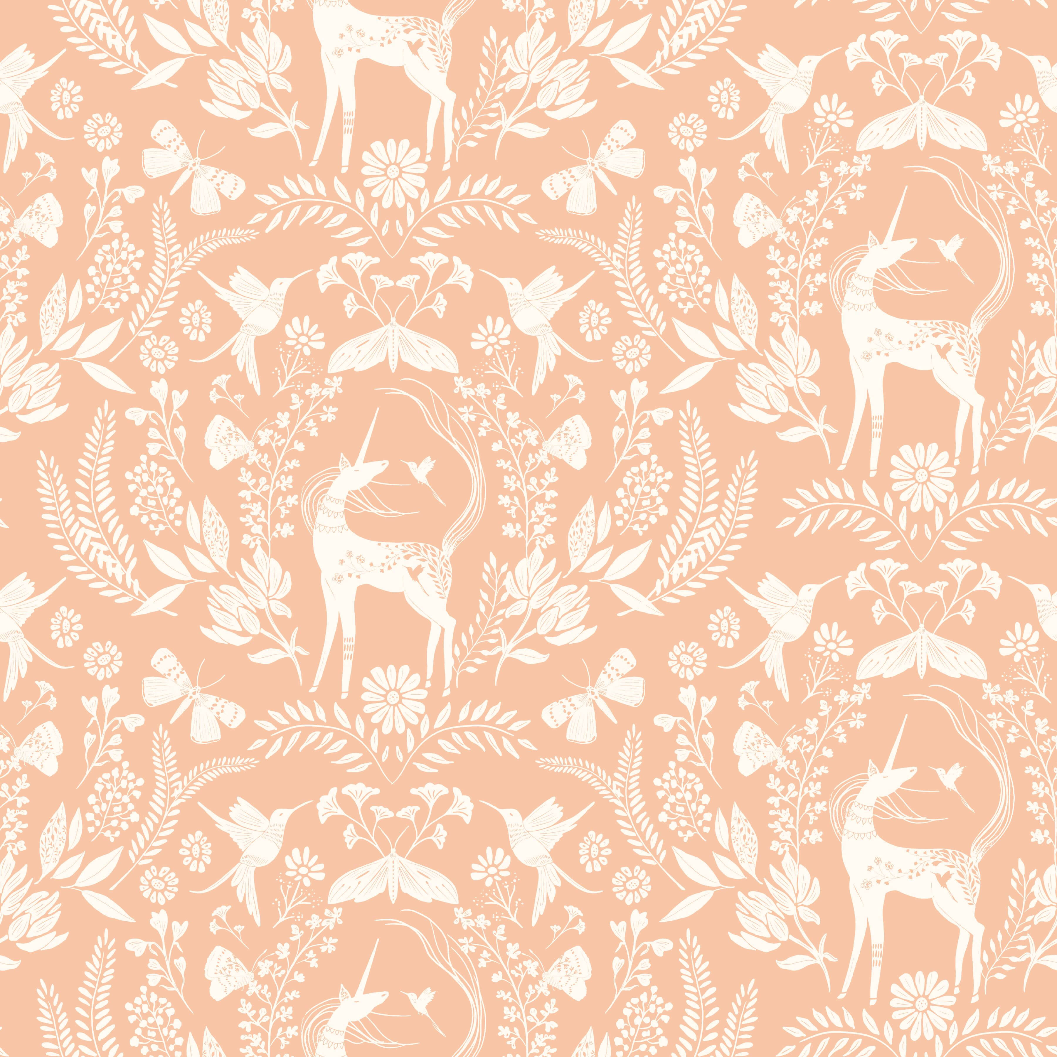 Unicorn Dreams - Enchanted - Peach 44" / 45" Fabric Per Yard