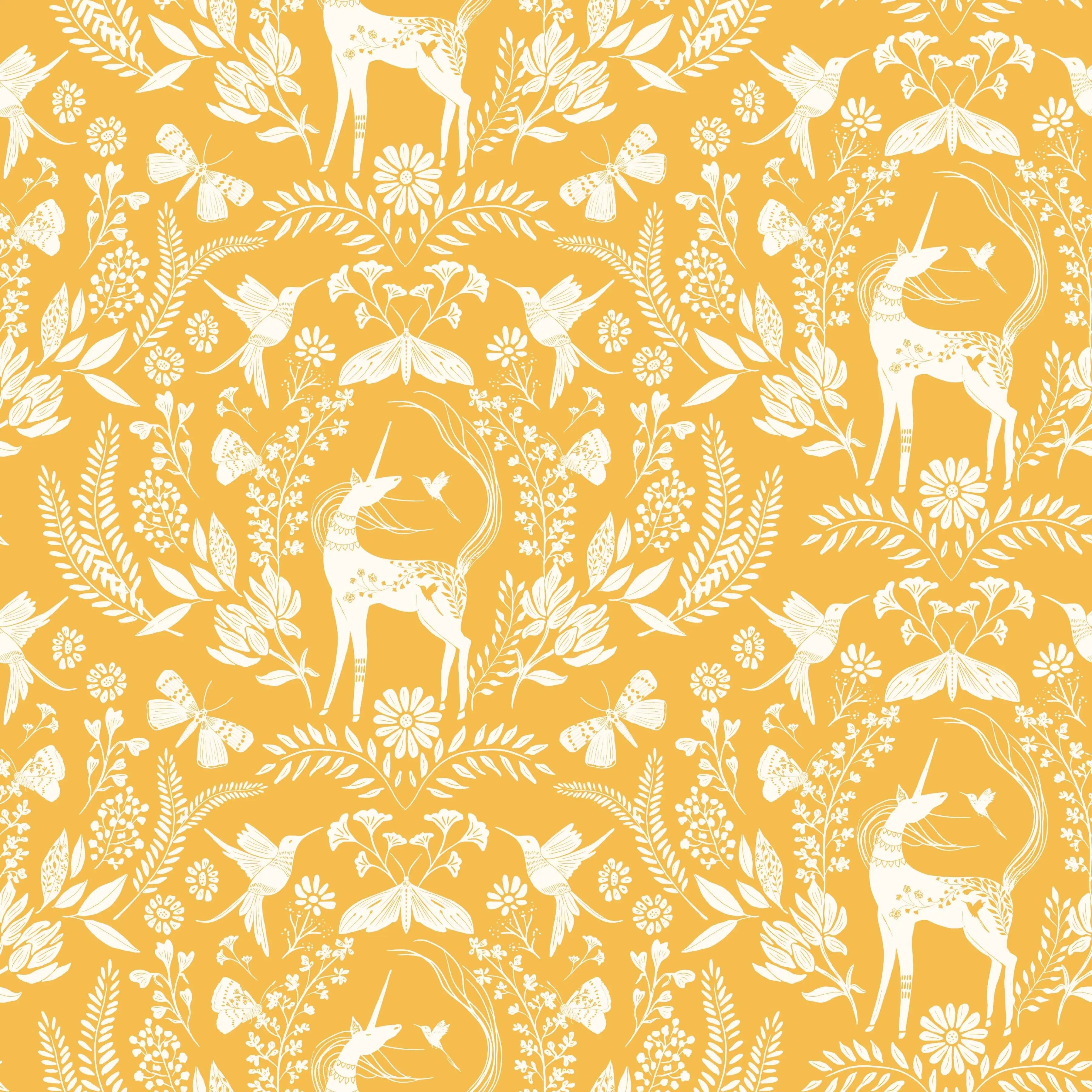 Unicorn Dreams - Enchanted - Sunshine 44" / 45" Fabric Per Yard The Fabric Company