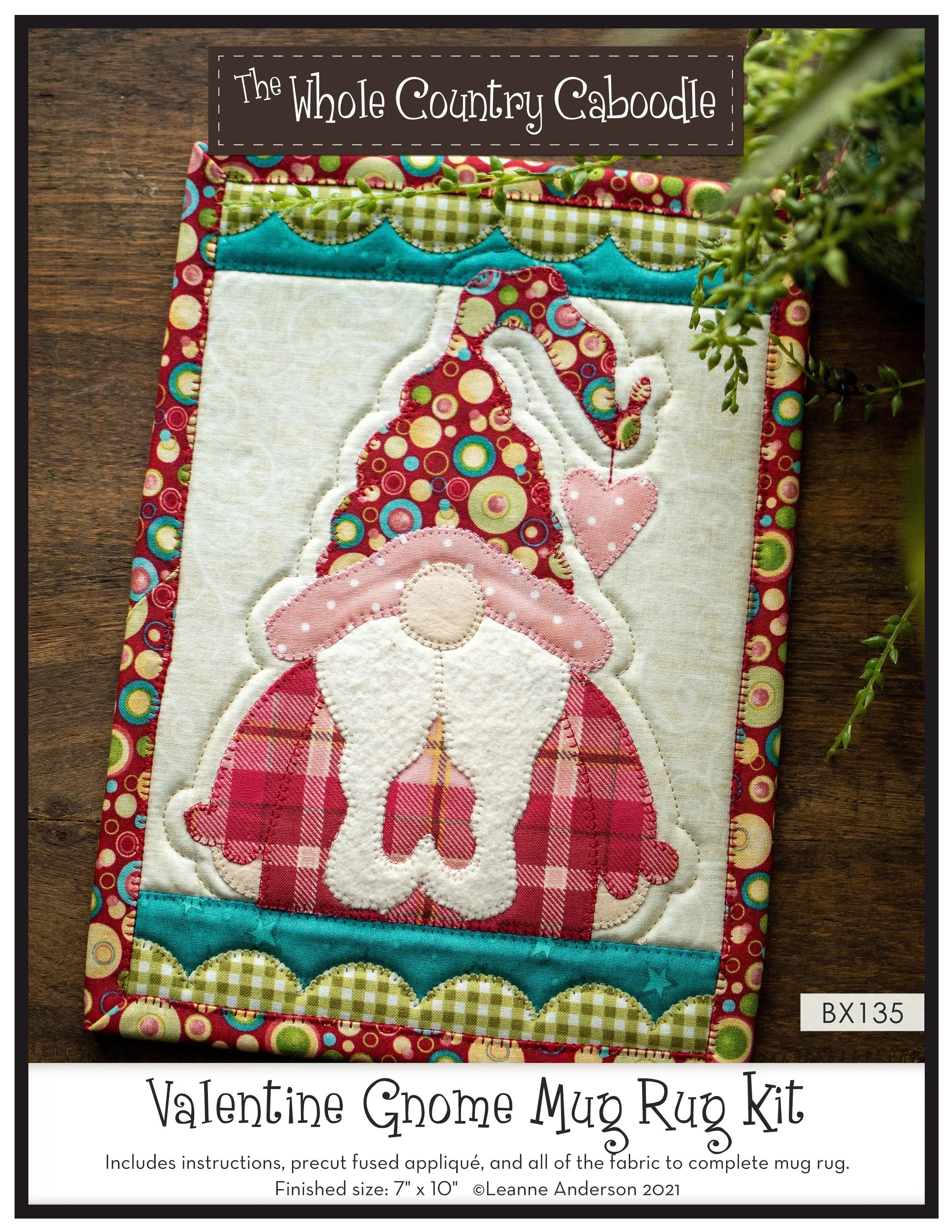 Valentine Gnome Mug Rug Kit - Linda's Electric Quilters