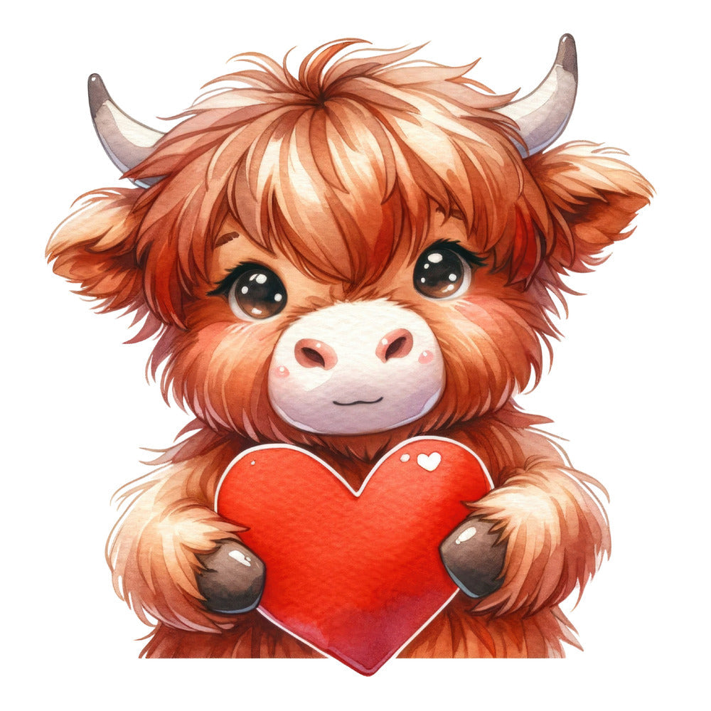 Valentine Highland Cow Fabric Panel 11 QuiltingFabricPanels