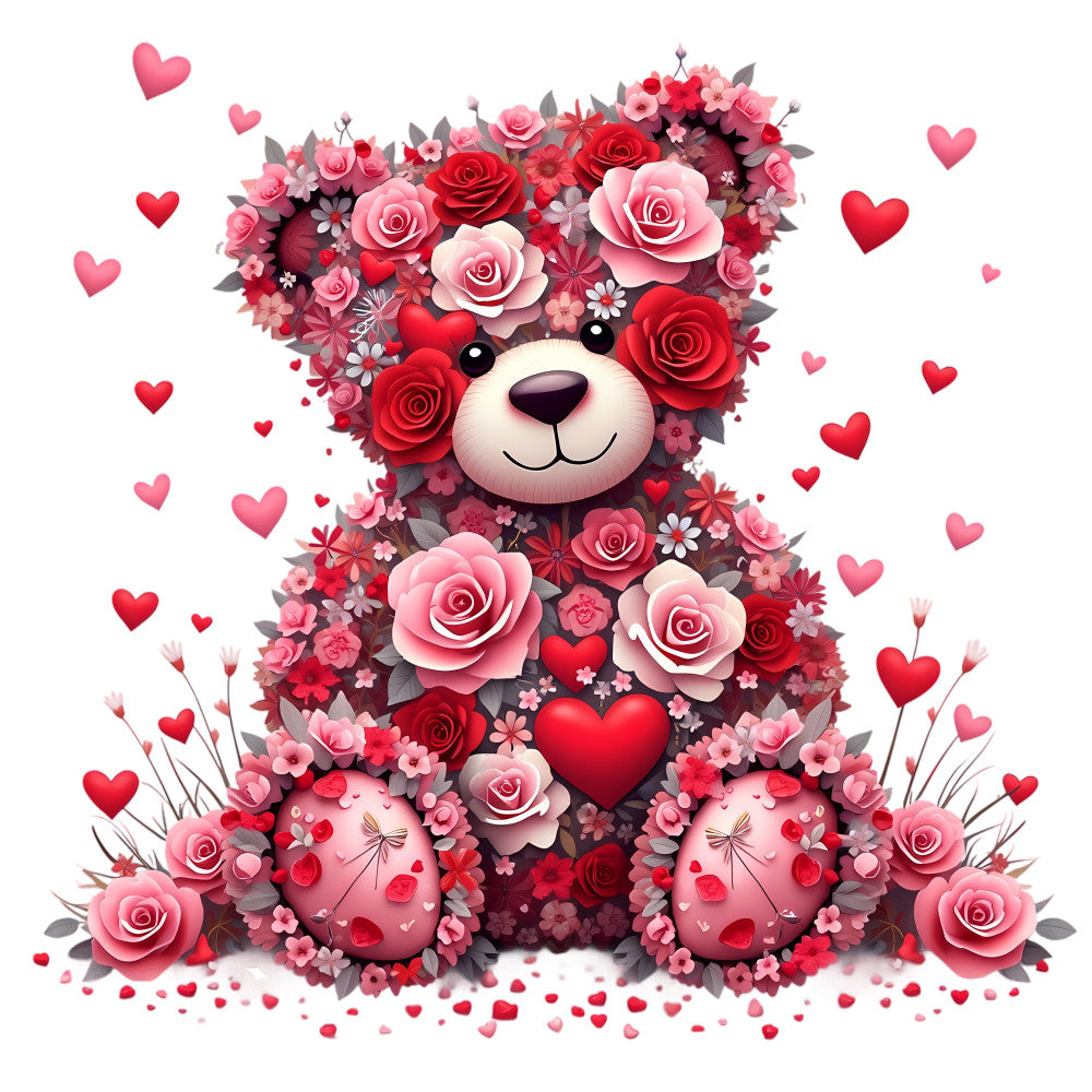 Valentine Teddy Bear Fabric Panel 1 QuiltingFabricPanels