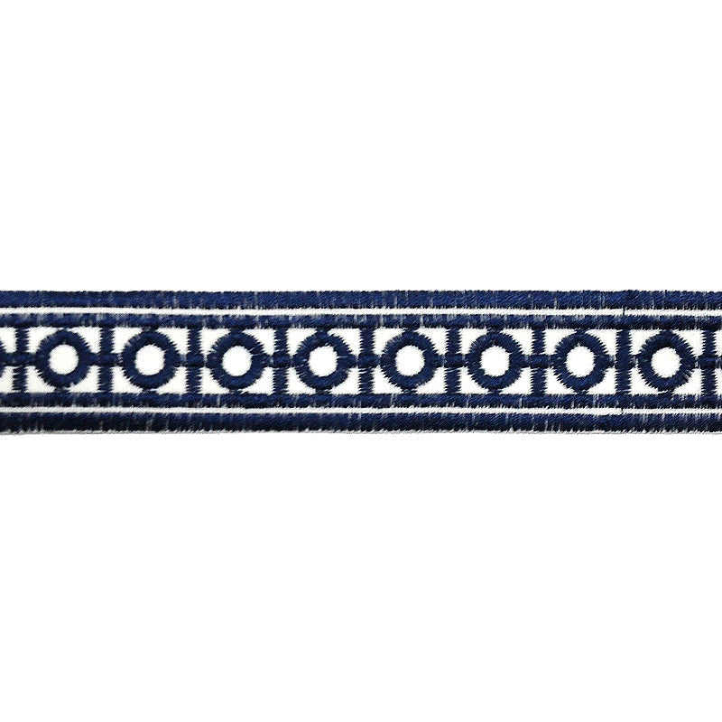 Velvet Embossed Decorative Trim Tape - 1 1/4" Width (23-30 Yard Roll) - BR-7338-05 Blue