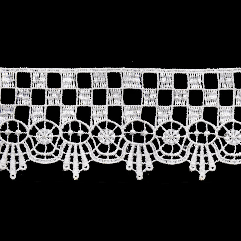 Venise Lace Trim, 2-inch X 5 Yard – Checkerboard & Scalloped Fan Border