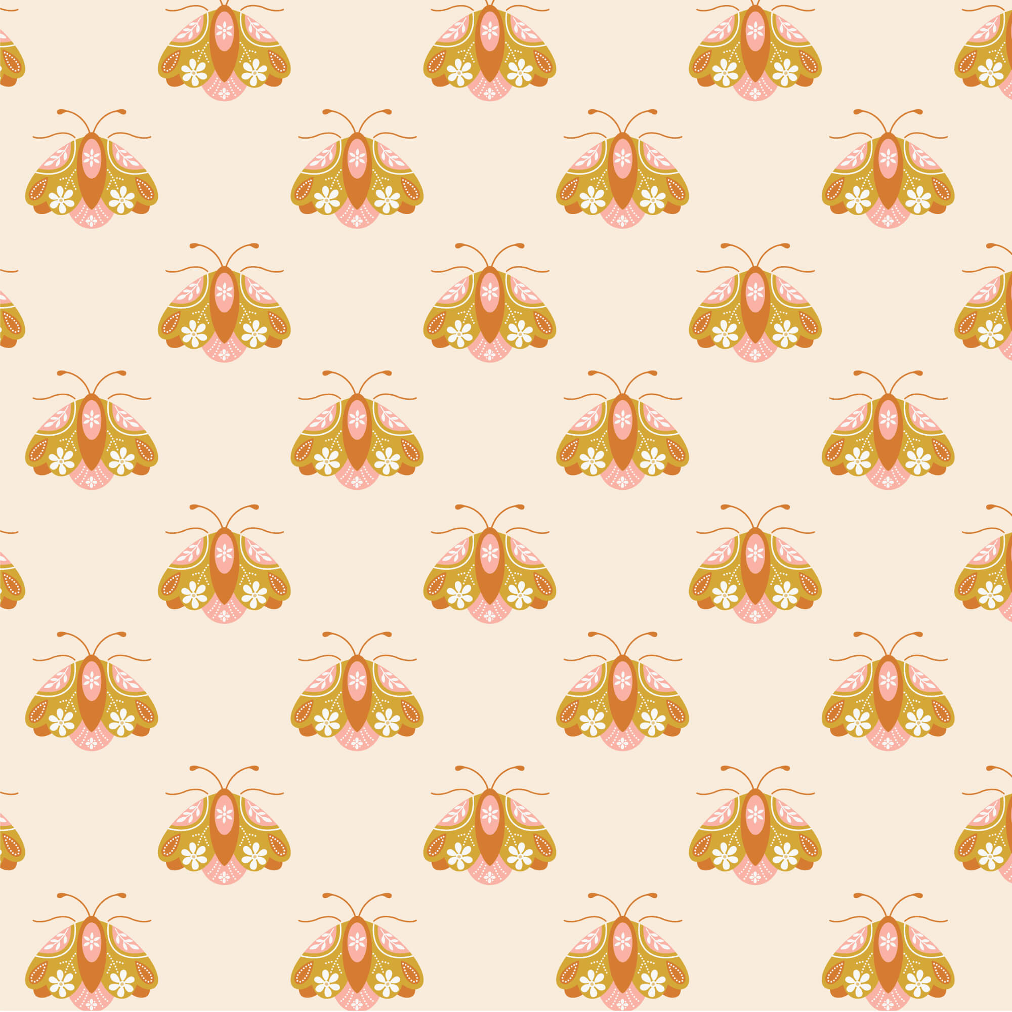 Vintage Charm - Little Moth - Ivory 44" / 45" Fabric Per Yard