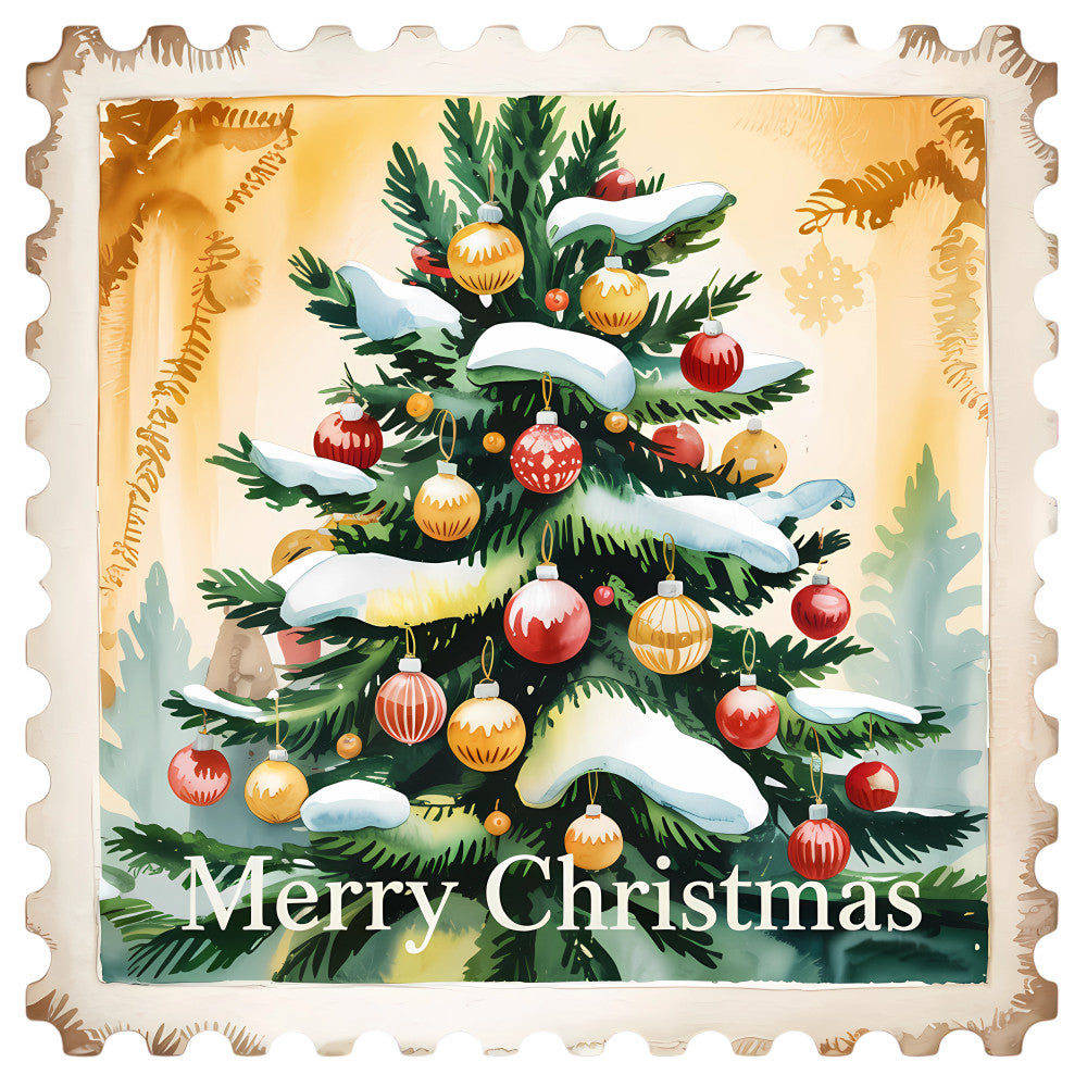 Vintage Christmas Stamps Fabric Panel 1