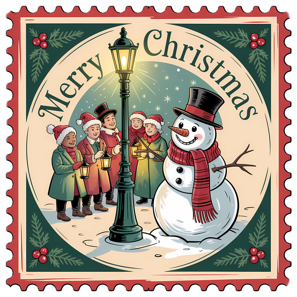 Vintage Christmas Stamps Fabric Panel 10