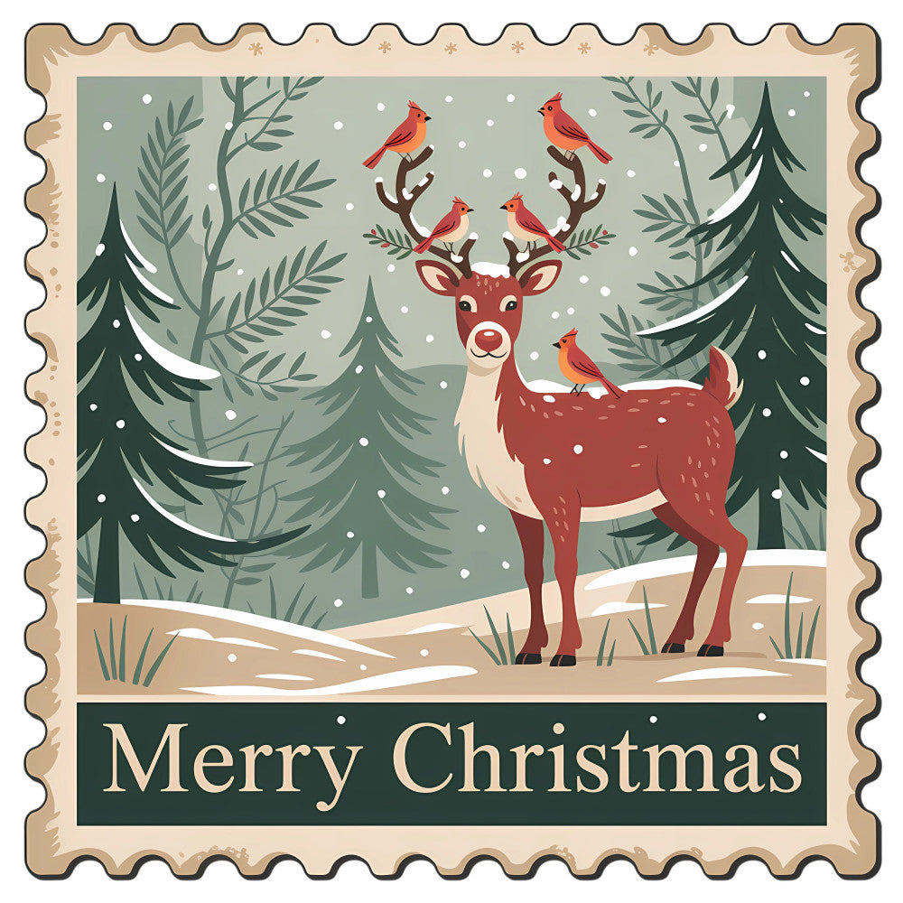 Vintage Christmas Stamps Fabric Panel 11