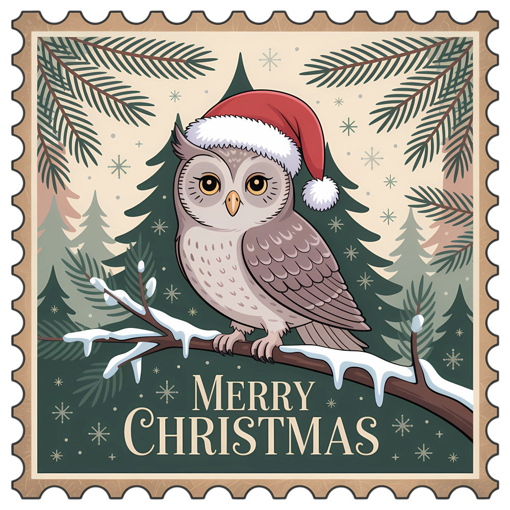 Vintage Christmas Stamps Fabric Panel 13