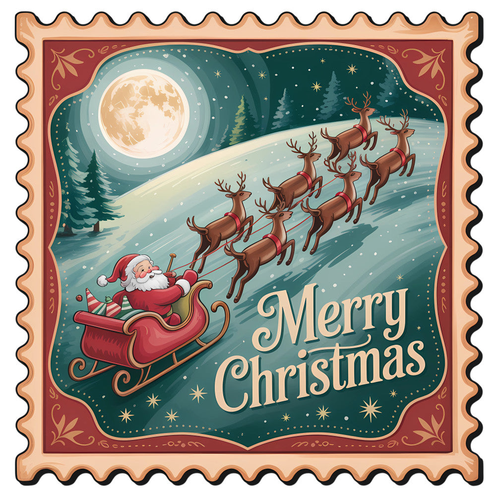 Vintage Christmas Stamps Fabric Panel 15