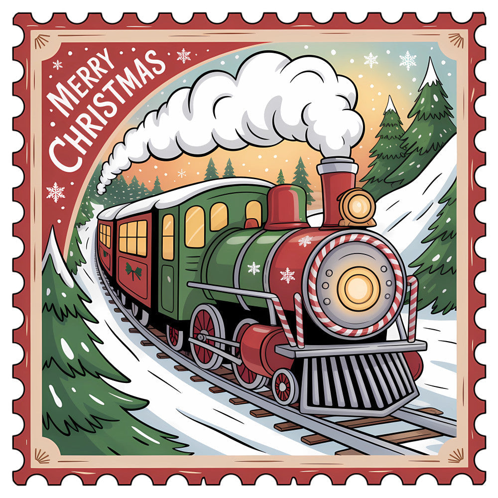 Vintage Christmas Stamps Fabric Panel 17