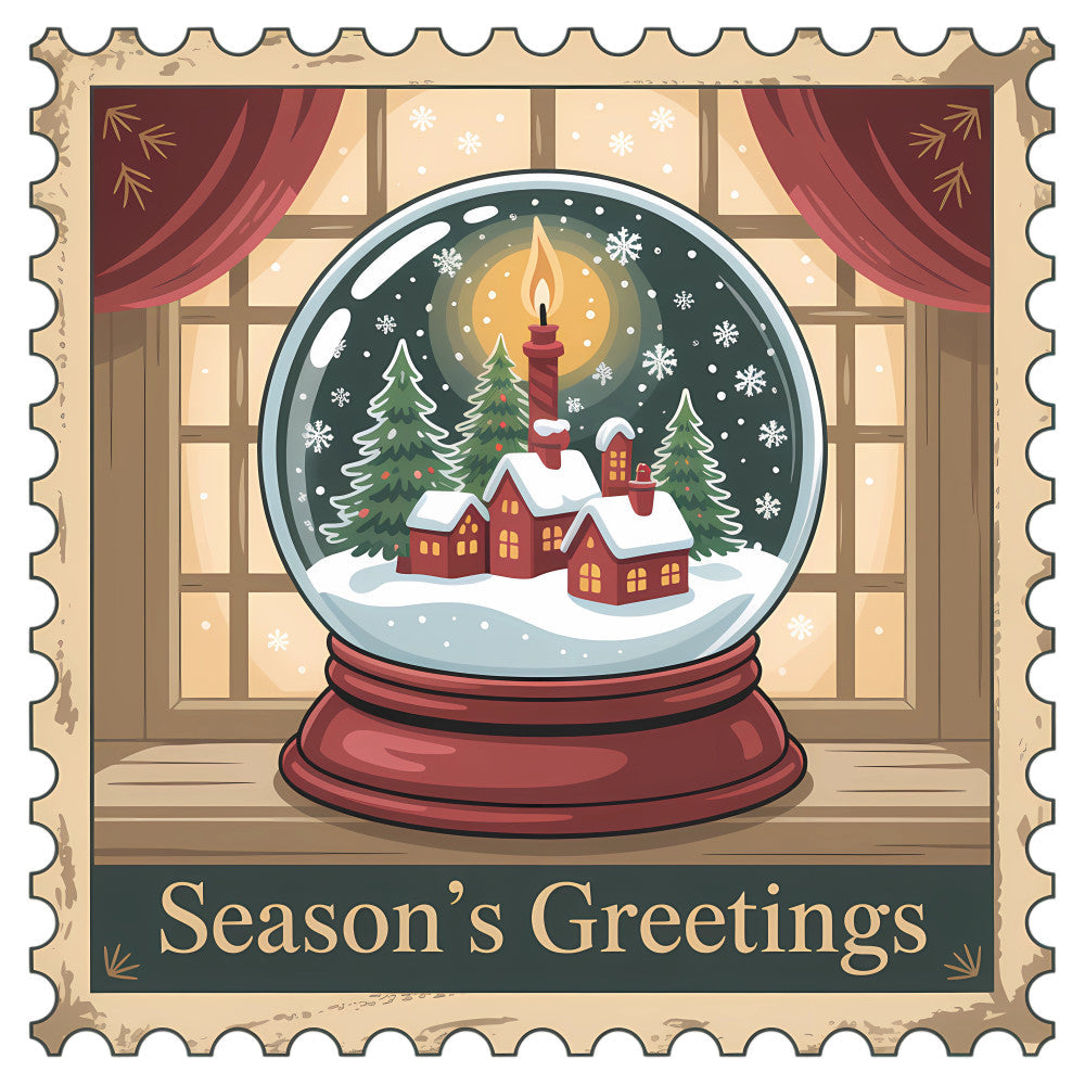 Vintage Christmas Stamps Fabric Panel 19