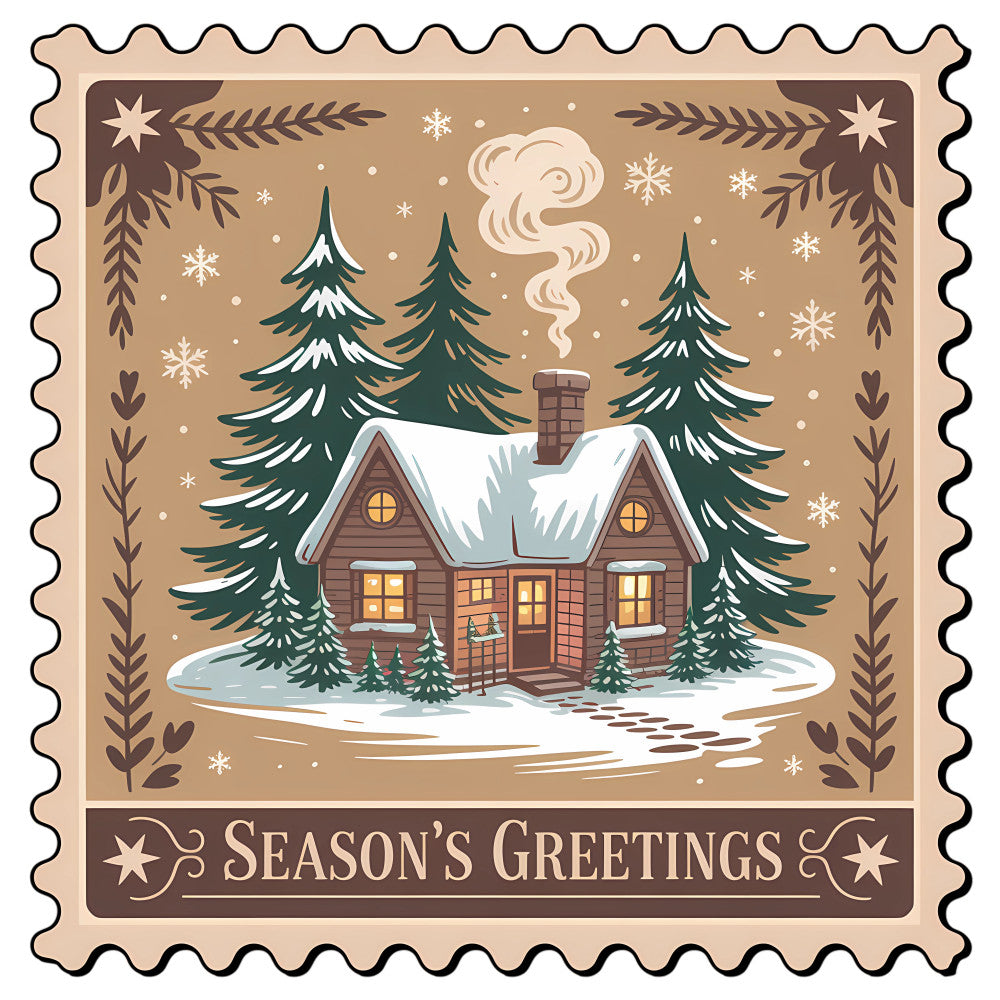 Vintage Christmas Stamps Fabric Panel 2