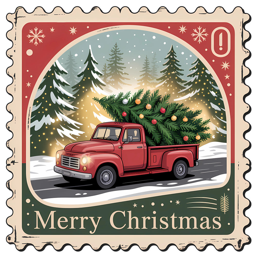 Vintage Christmas Stamps Fabric Panel 21