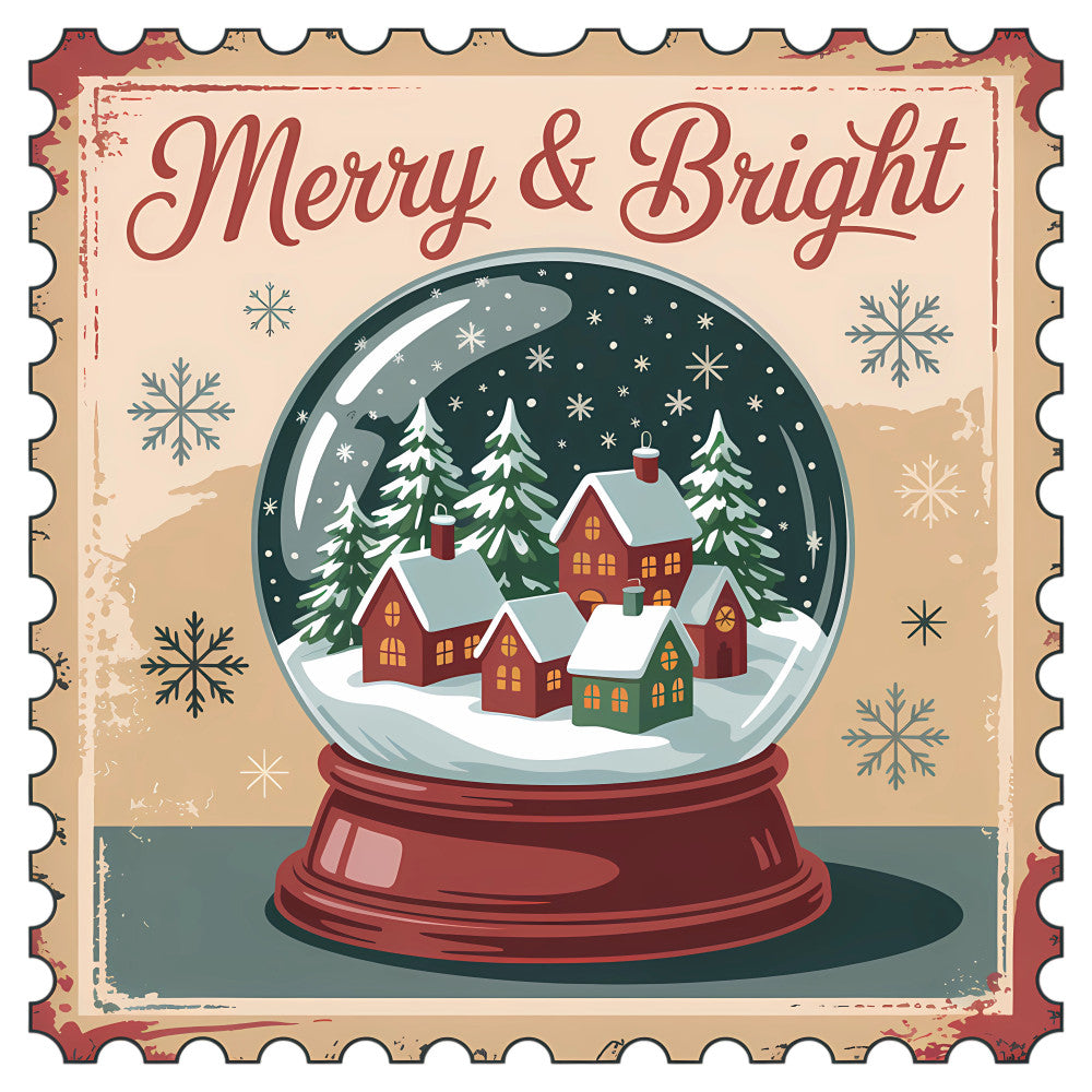 Vintage Christmas Stamps Fabric Panel 22