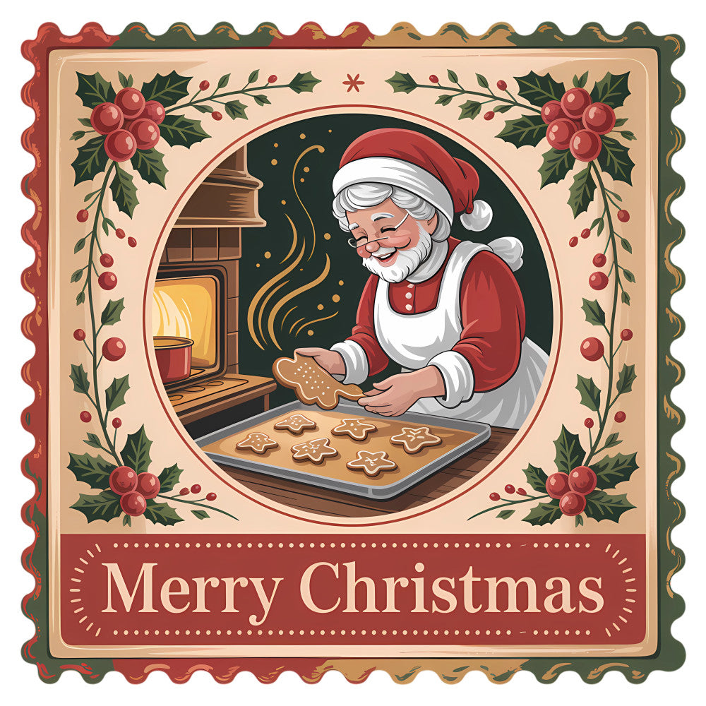 Vintage Christmas Stamps Fabric Panel 26