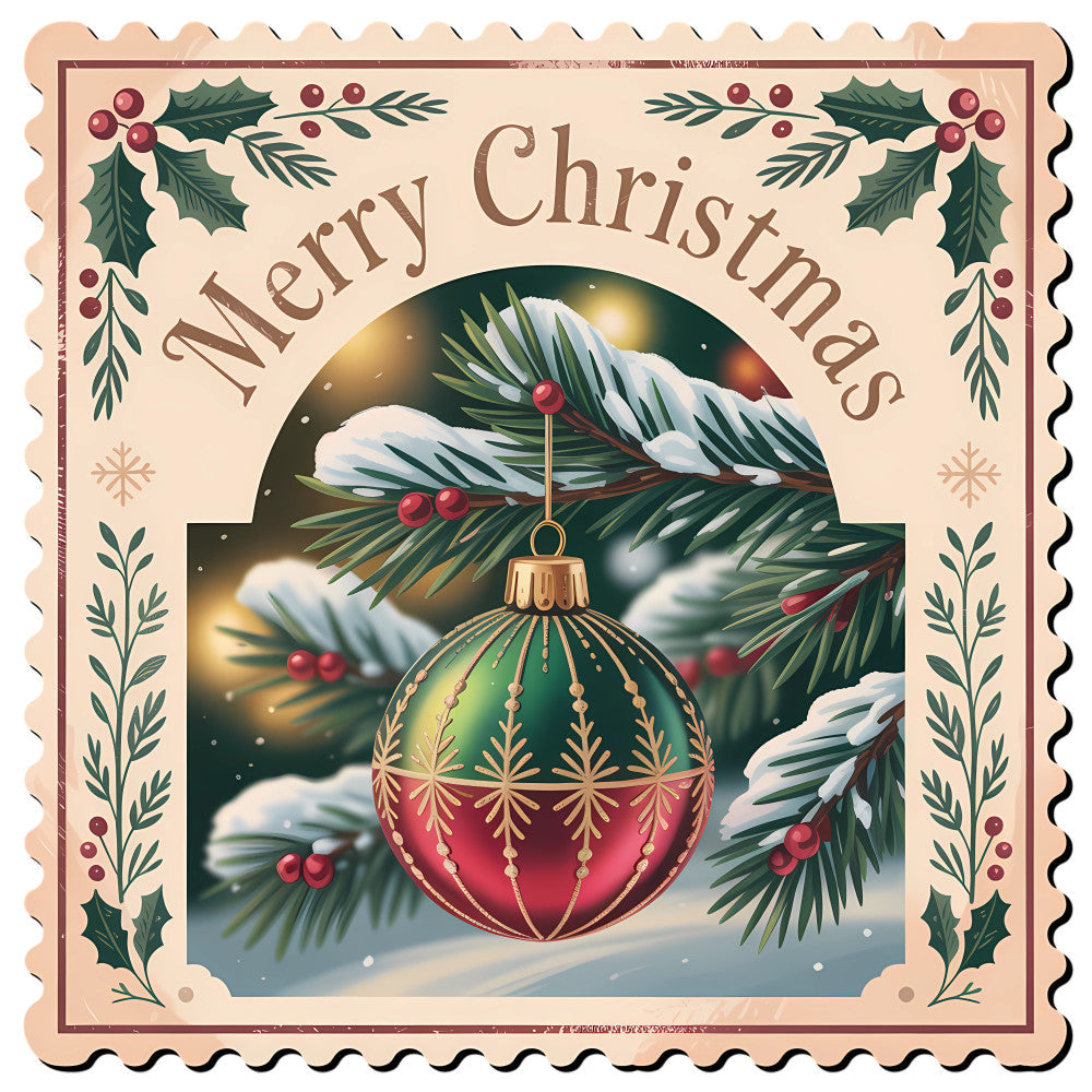Vintage Christmas Stamps Fabric Panel 28