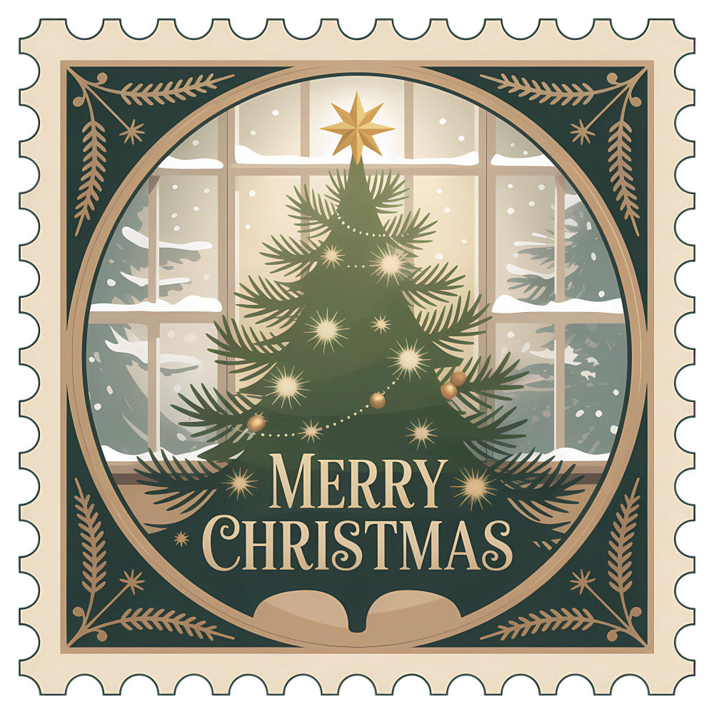 Vintage Christmas Stamps Fabric Panel 29