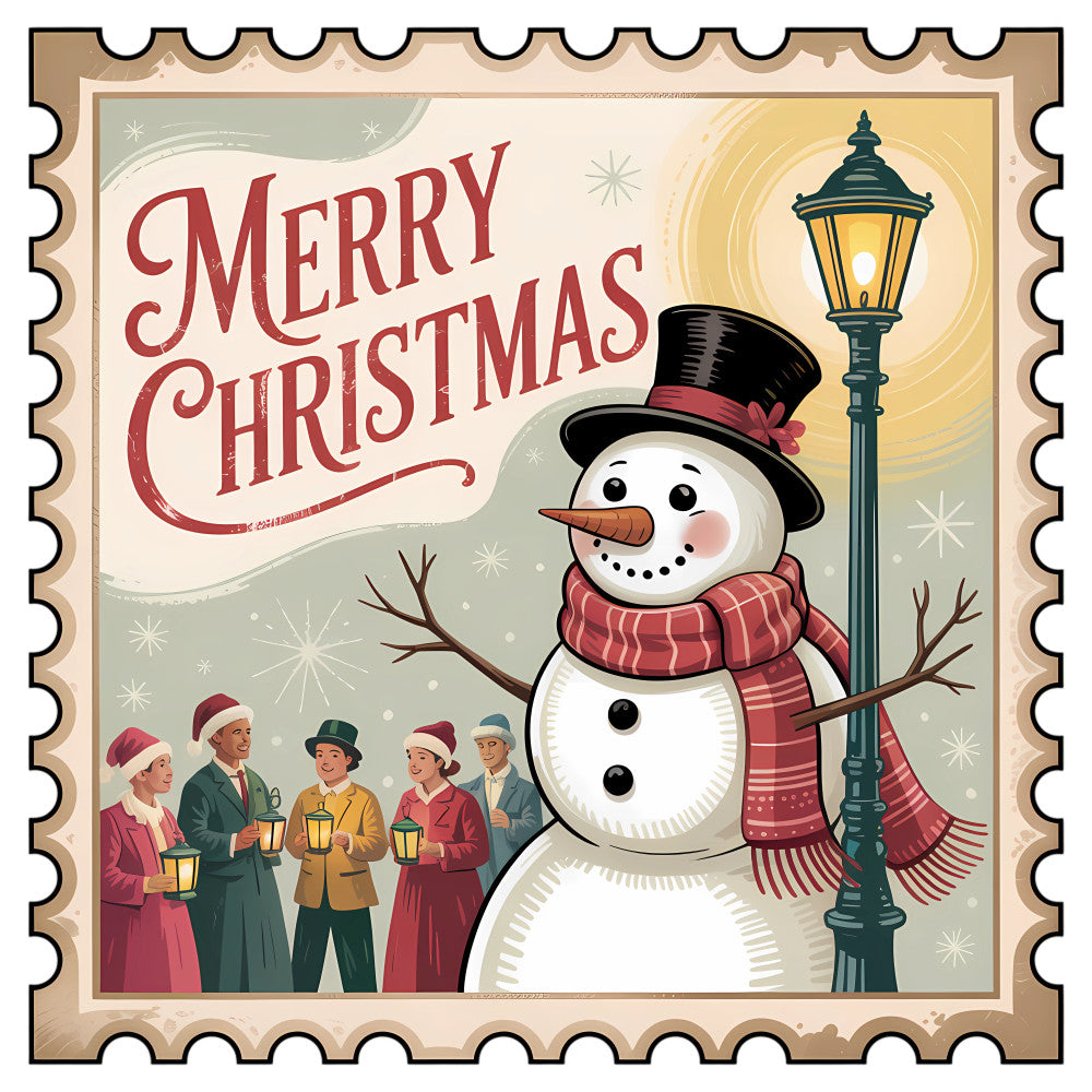 Vintage Christmas Stamps Fabric Panel 30