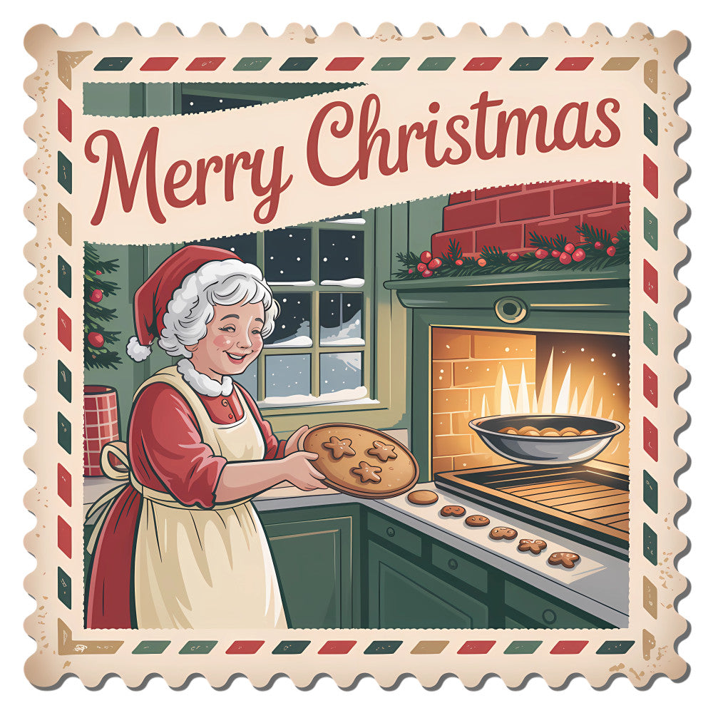 Vintage Christmas Stamps Fabric Panel 31