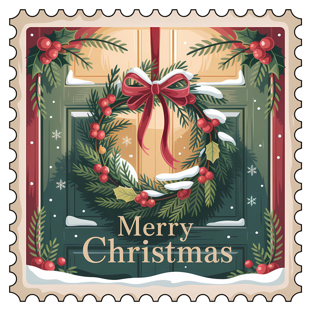 Vintage Christmas Stamps Fabric Panel 34