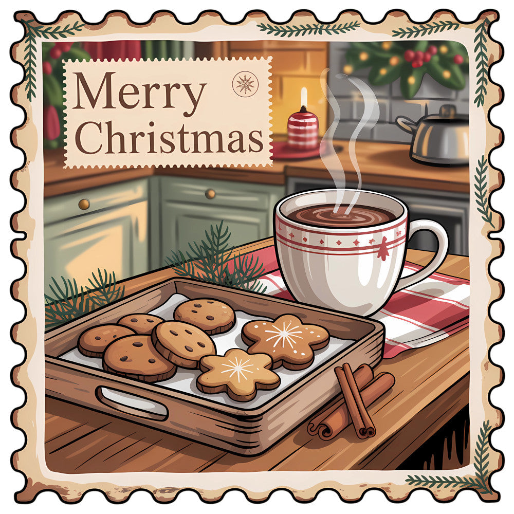 Vintage Christmas Stamps Fabric Panel 37
