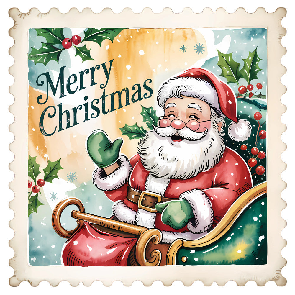 Vintage Christmas Stamps Fabric Panel 7