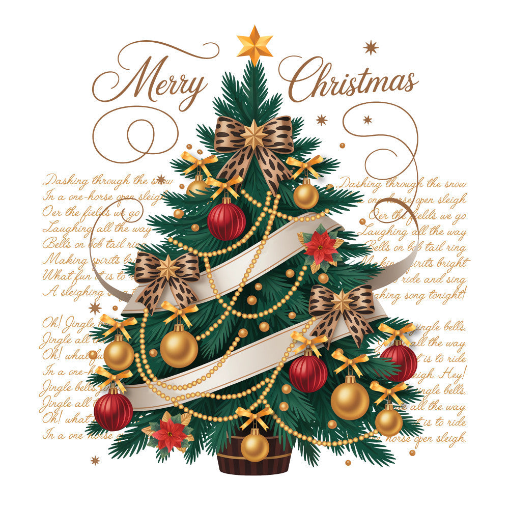 Vintage Christmas Tree Poster Fabric Panel 1 QuiltingFabricPanels