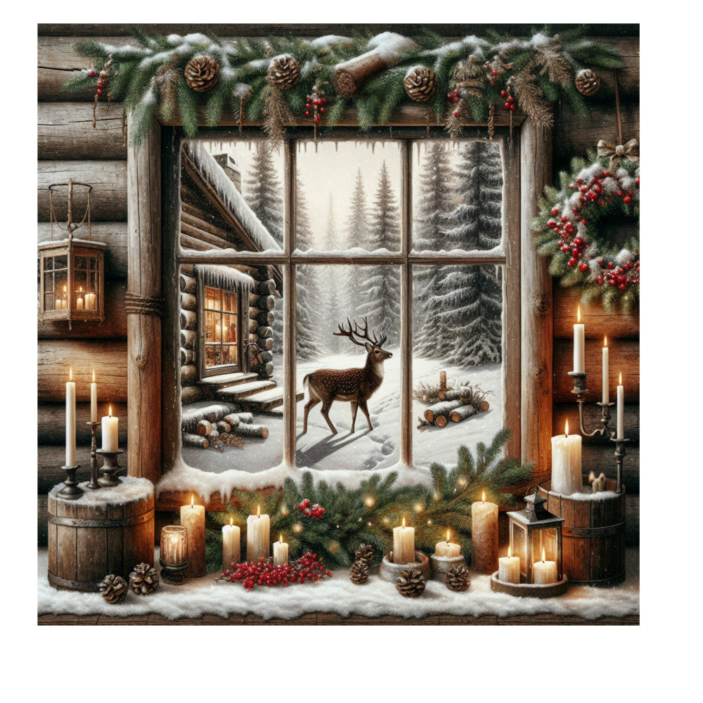 Vintage Christmas Window Fabric Panel 7