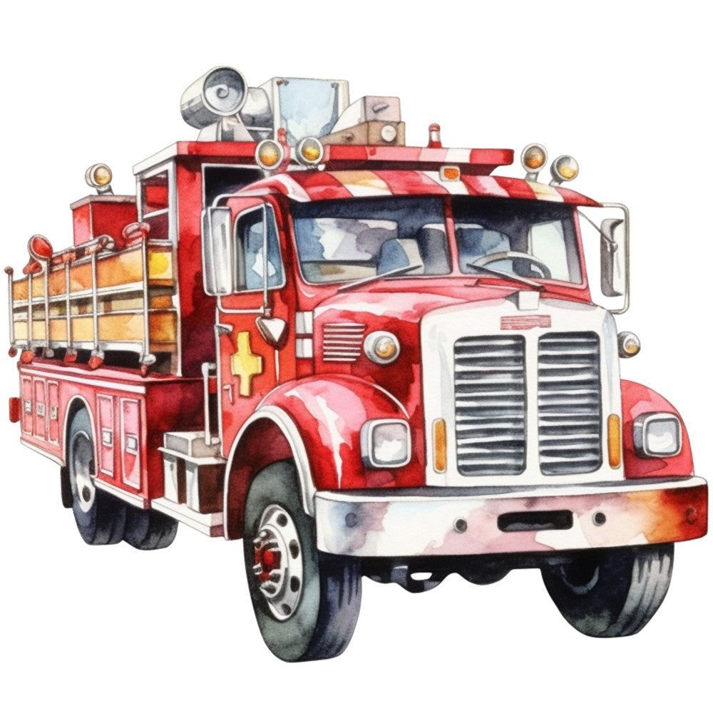 Vintage Fire Trucks Fabric Panel 1