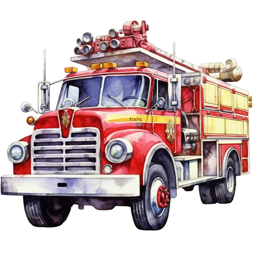 Vintage Fire Trucks Fabric Panel 11