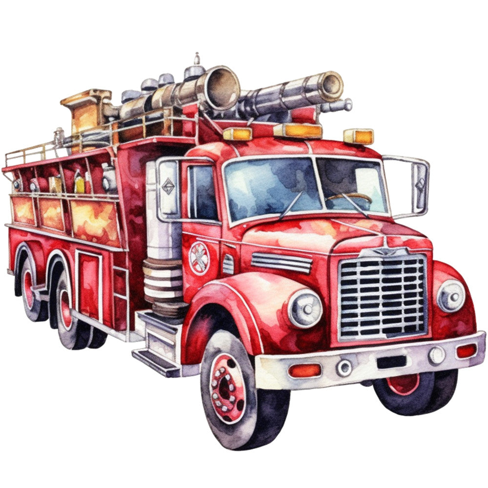 Vintage Fire Trucks Fabric Panel 12