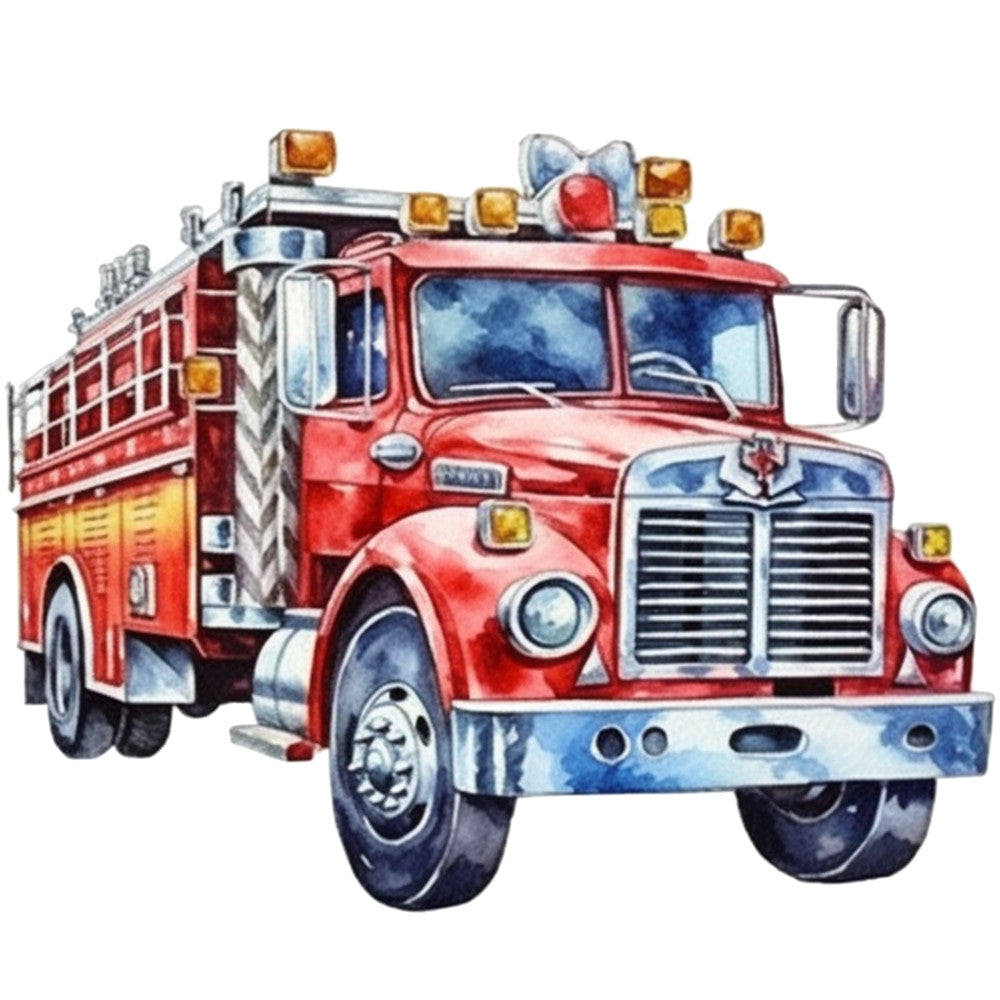 Vintage Fire Trucks Fabric Panel 2