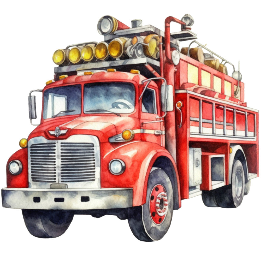 Vintage Fire Trucks Fabric Panel 3