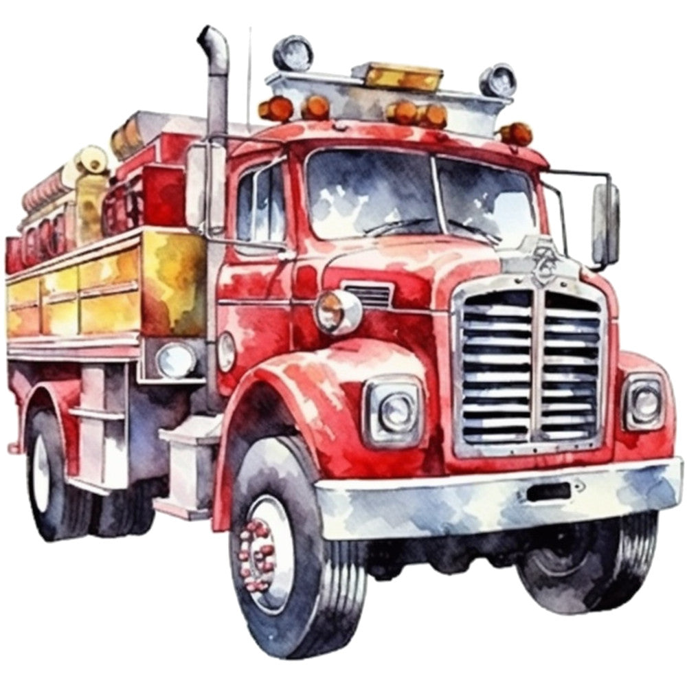 Vintage Fire Trucks Fabric Panel 4
