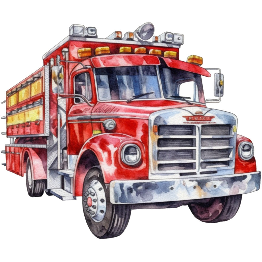 Vintage Fire Trucks Fabric Panel 9