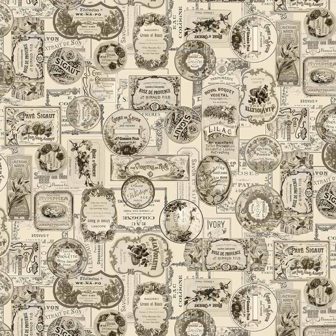 Vintage Perfumery - Cologne Labels - Linen 44" / 45" Fabric Per Yard