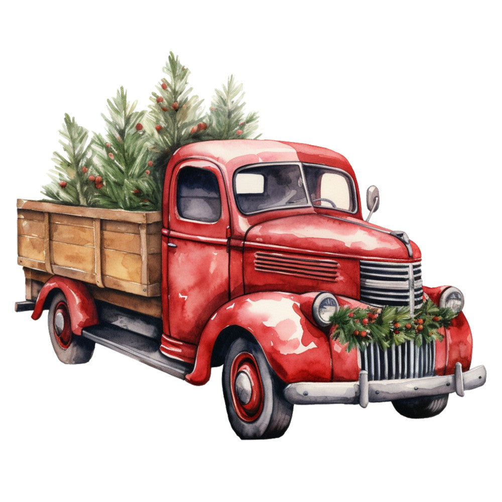Vintage Red Truck Fabric Panel 1
