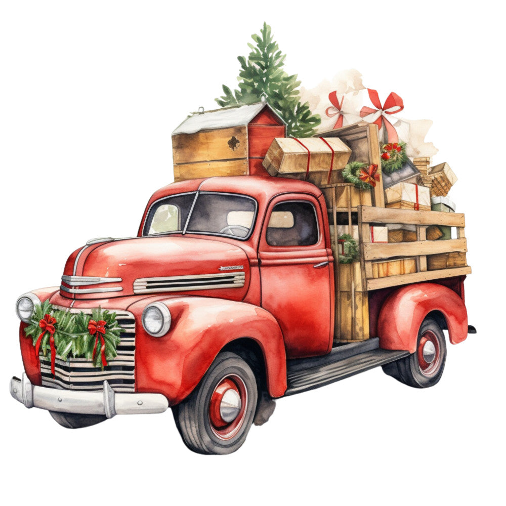 Vintage Red Truck Fabric Panel 10