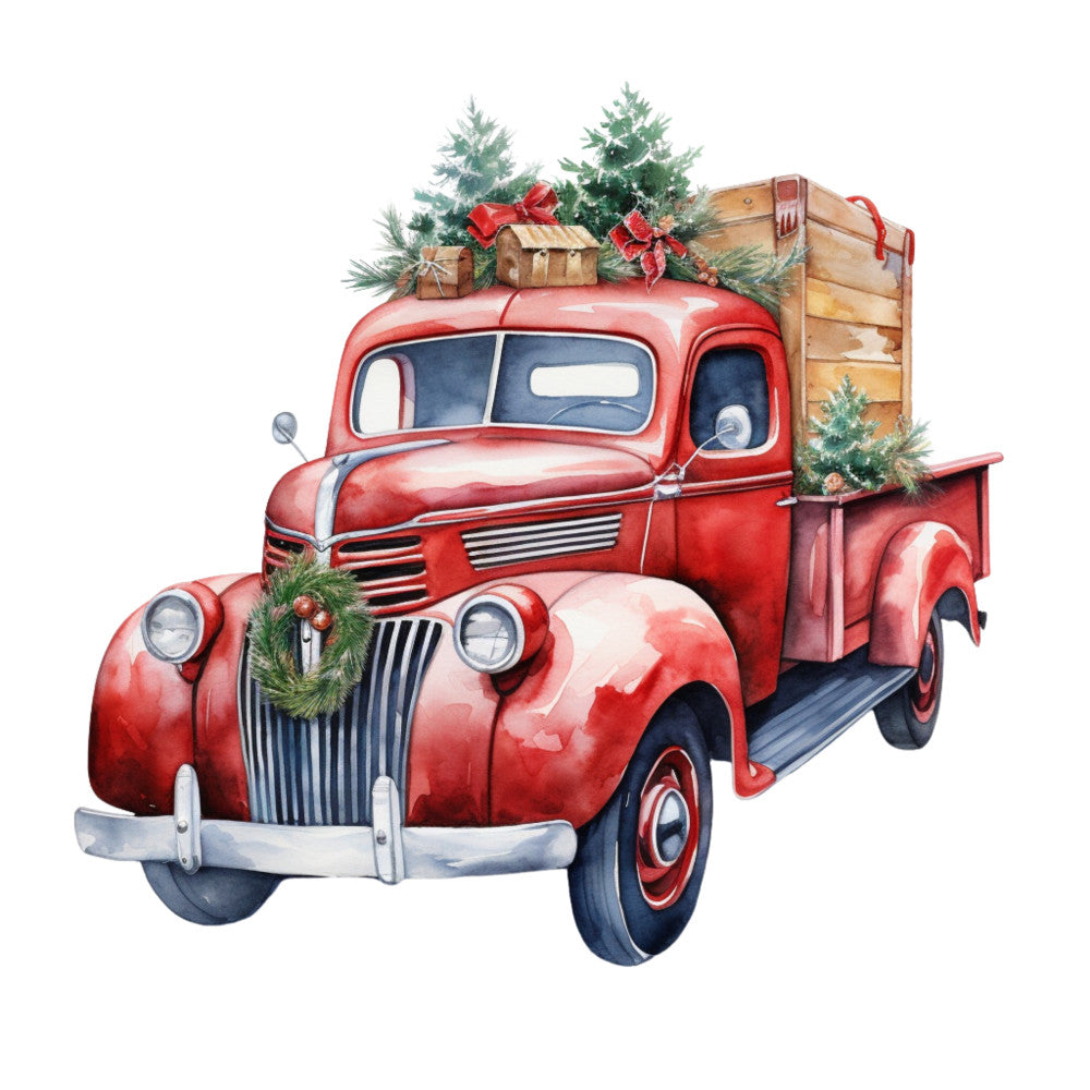 Vintage Red Truck Fabric Panel 11