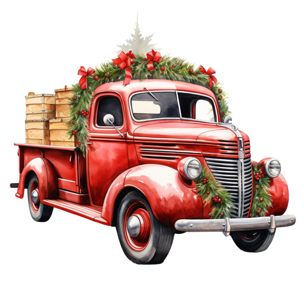 Vintage Red Truck Fabric Panel 2