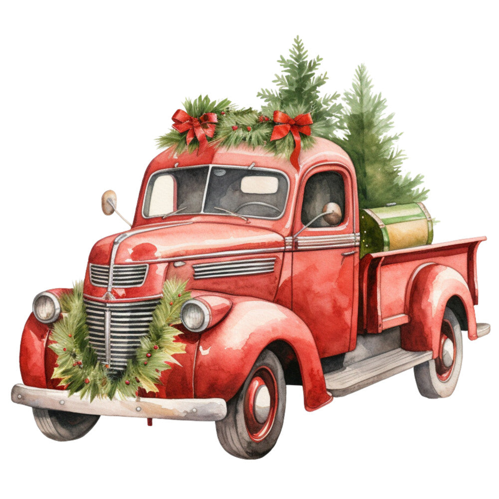 Vintage Red Truck Fabric Panel 3