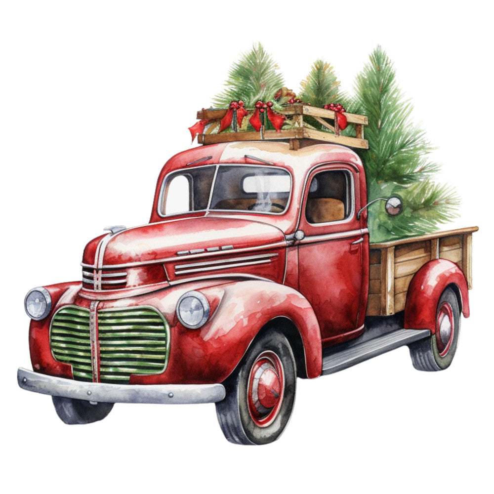 Vintage Red Truck Fabric Panel 4