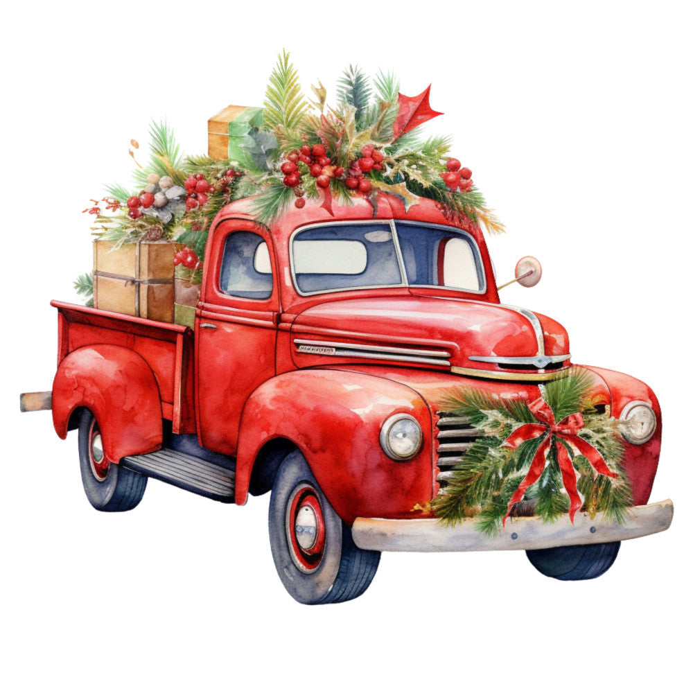 Vintage Red Truck Fabric Panel 5