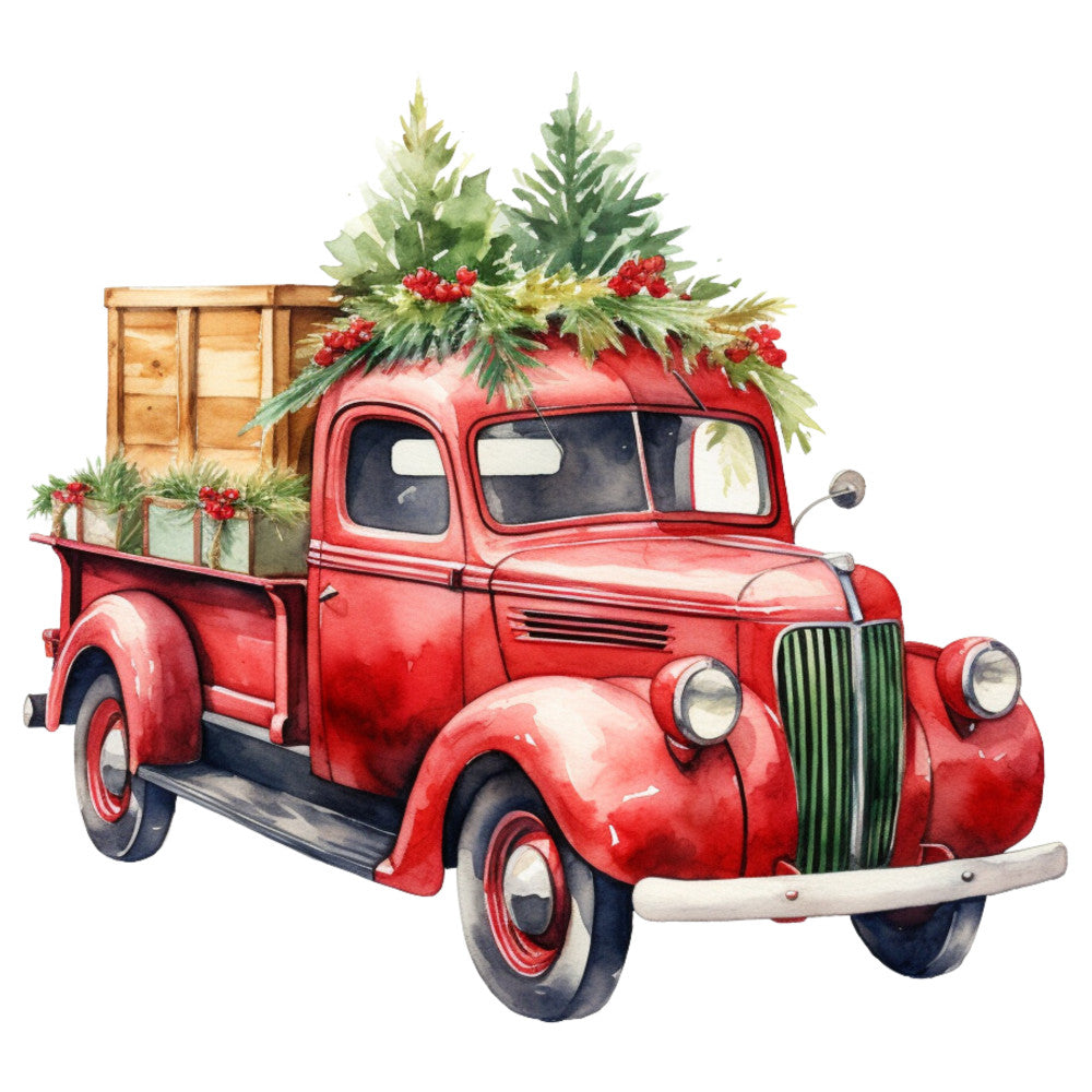Vintage Red Truck Fabric Panel 6