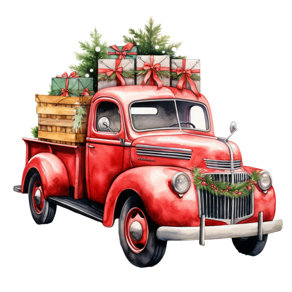 Vintage Red Truck Fabric Panel 7