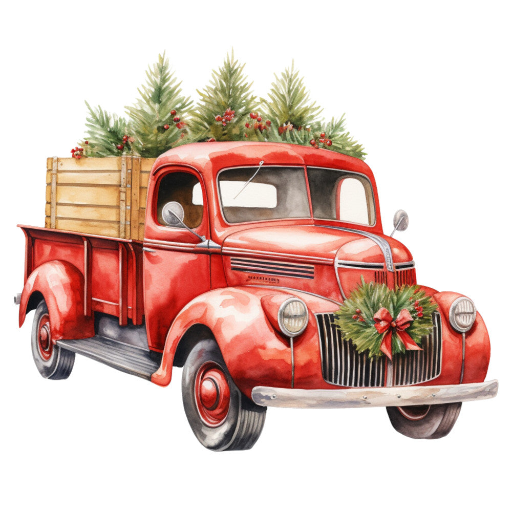 Vintage Red Truck Fabric Panel 8