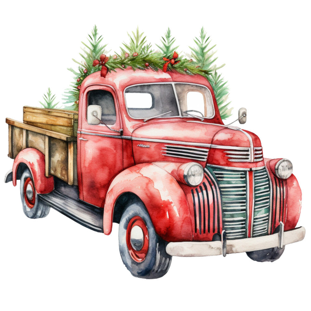 Vintage Red Truck Fabric Panel 9