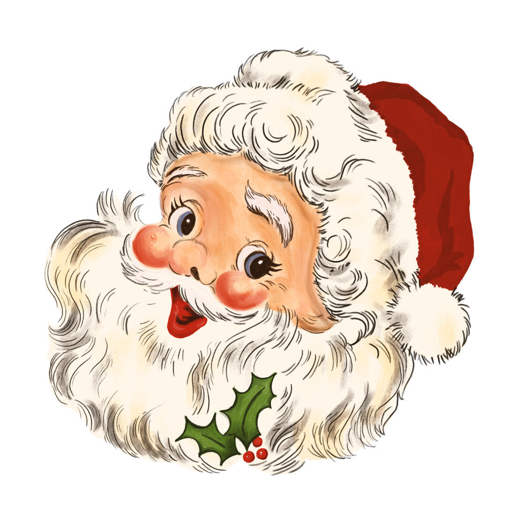 Vintage Santa Head Fabric Panel 2