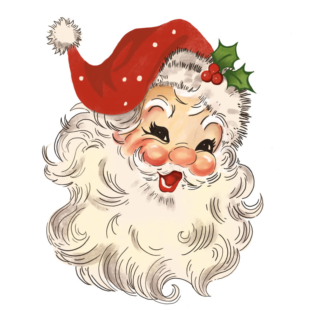 Vintage Santa Head Fabric Panel 4