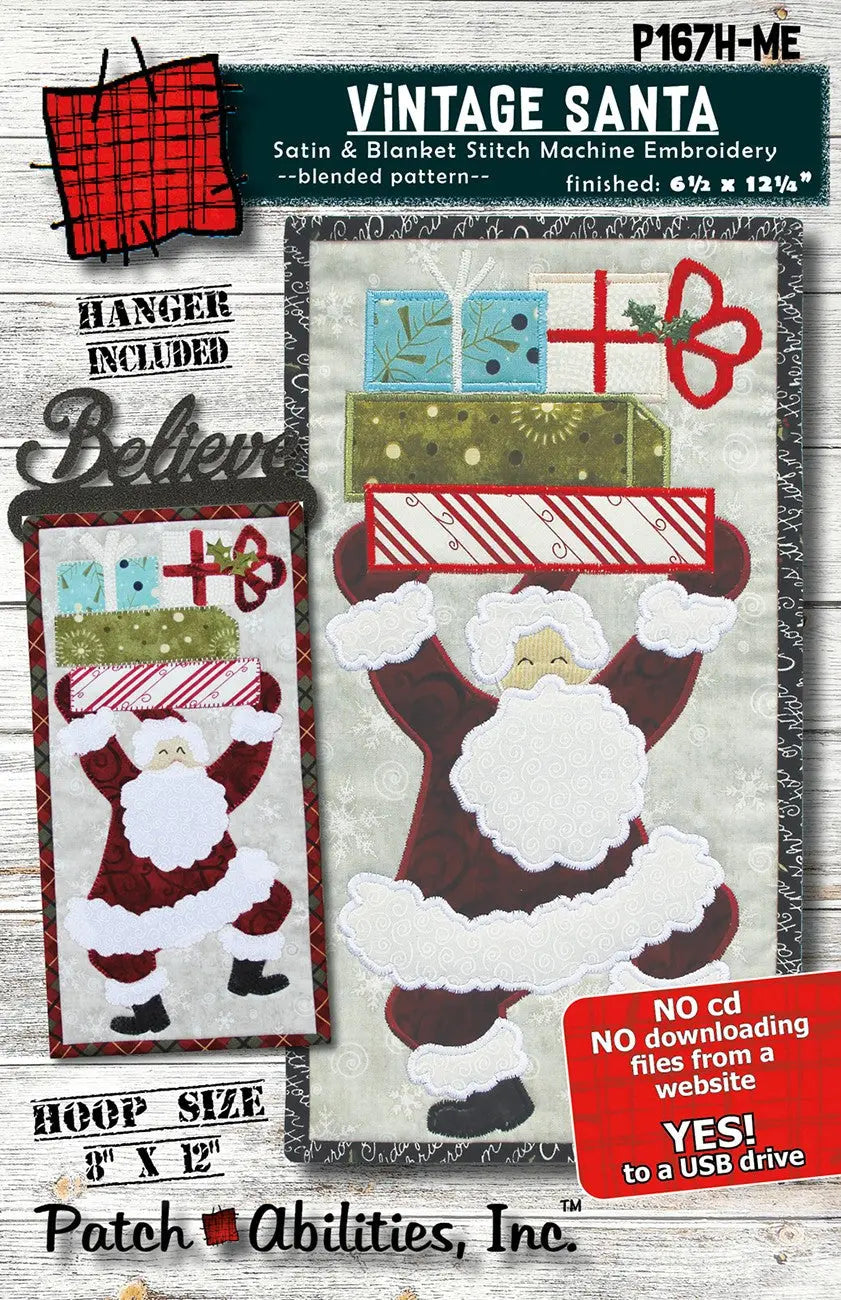 Vintage Santa Machine Embroidery Version with Hanger - Linda's Electric Quilters